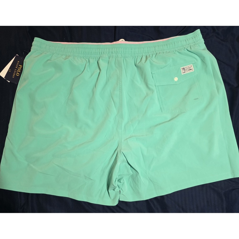 Polo Ralph Lauren Aqua Green Pink Stretch Swim Trunks Board Short Mens Size 3XLT - Picture 4 of 6